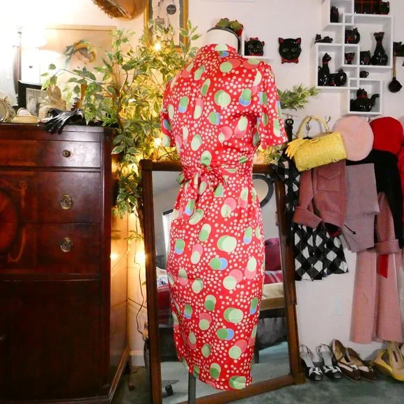 The Seamstress of Bloomsbury 1940's Style Atomic Satin Mabel Dress Sz UK8 - Picture 7 of 11